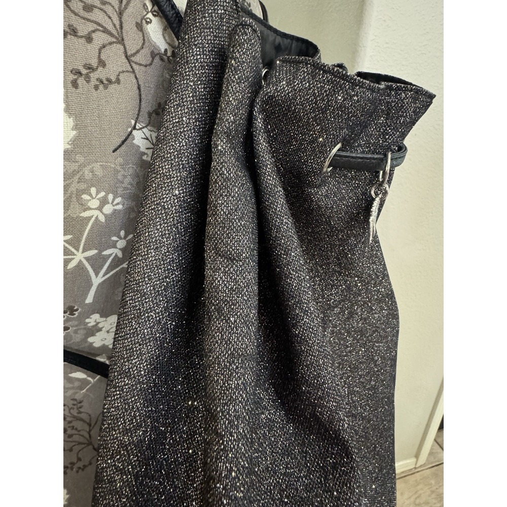 Victoria's Secret VS Drawstring Backpack Bag Black Glitter Limited Edition NEW - Picture 5 of 8